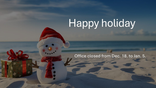 Office closed for Christmas holiday  |  18/12-5/1/2025